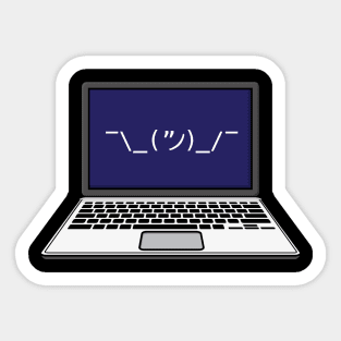 Funny laughing computer - Ascii art - Smiling Laptop Sticker